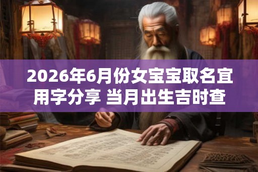2026年6月份女宝宝取名宜用字分享 当月出生吉时查询
