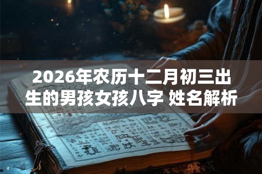 2026年农历十二月初三出生的男孩女孩八字 姓名解析取名建议