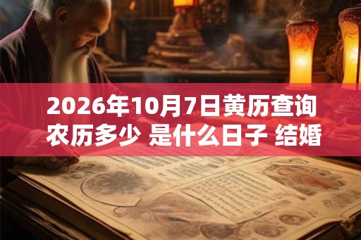 2026年10月7日黄历查询 农历多少 是什么日子 结婚吉时