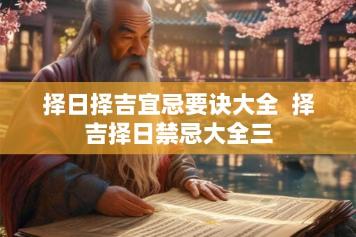 择日择吉宜忌要诀大全  择吉择日禁忌大全三