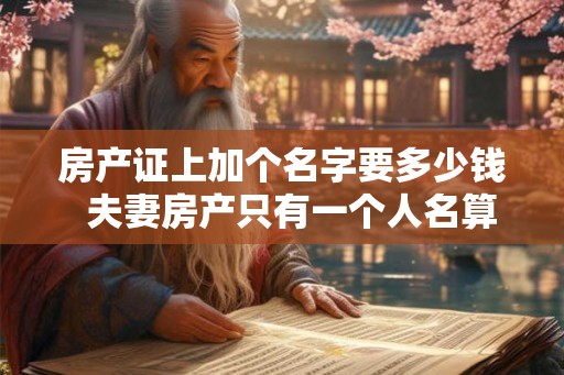 房产证上加个名字要多少钱  夫妻房产只有一个人名算共同财产吗