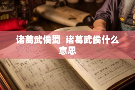 诸葛武侯蜀  诸葛武侯什么意思