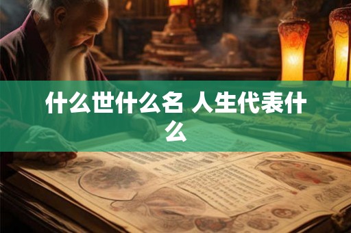 什么世什么名 人生代表什么