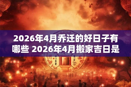 2026年4月乔迁的好日子有哪些 2026年4月搬家吉日是哪天 2026年4月乔迁的好日子有哪些 2026年4月搬家吉日是哪天