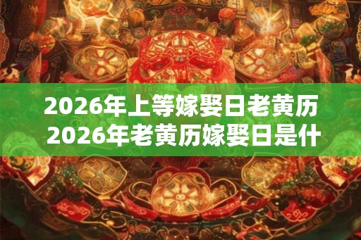2026年上等嫁娶日老黄历 2026年老黄历嫁娶日是什么