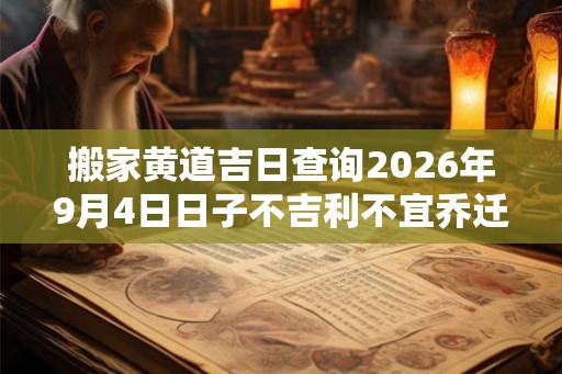 搬家黄道吉日查询2026年9月4日日子不吉利不宜乔迁