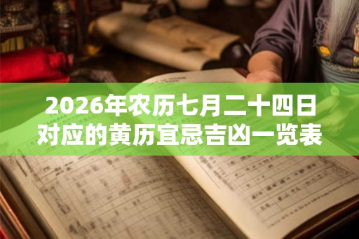 2026年农历七月二十四日对应的黄历宜忌吉凶一览表