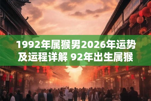 1992年属猴男2026年运势及运程详解 92年出生属猴人2026全年每月运势男性