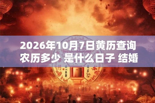 2026年10月7日黄历查询 农历多少 是什么日子 结婚吉时
