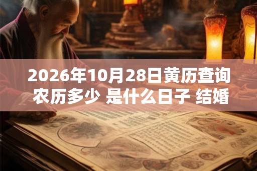 2026年10月28日黄历查询 农历多少 是什么日子 结婚吉时 2026年10月28日黄历查询 农历多少 是什么日子 结婚吉时