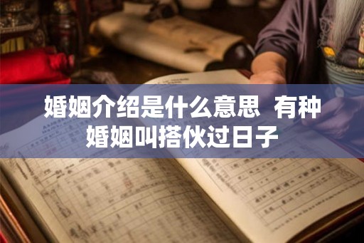 婚姻介绍是什么意思  有种婚姻叫搭伙过日子