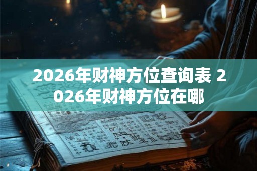 2026年财神方位查询表 2026年财神方位在哪