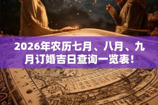 2026年农历七月、八月、九月订婚吉日查询一览表！