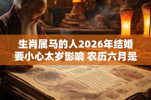 生肖属马的人2026年结婚要小心太岁影响 农历六月是大利月 生肖属马的人2026年结婚要小心太岁影响 农历六月是大利月