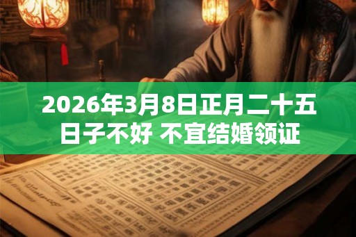 2026年3月8日正月二十五日子不好 不宜结婚领证 2026年3月8日正月二十五日子不好 不宜结婚领证