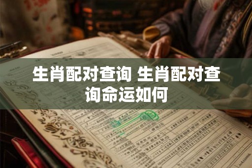 生肖配对查询 生肖配对查询命运如何