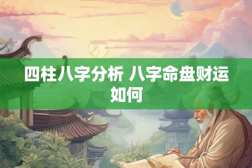 四柱八字分析 八字命盘财运如何