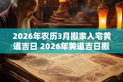 2026年农历3月搬家入宅黄道吉日 2026年黄道吉日搬家入宅农历3月