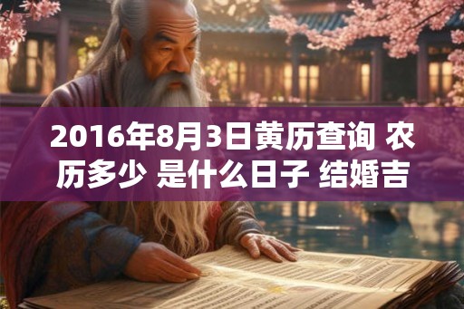 2016年8月3日黄历查询 农历多少 是什么日子 结婚吉时 2016年8月3日黄历查询 农历多少 是什么日子 结婚吉时