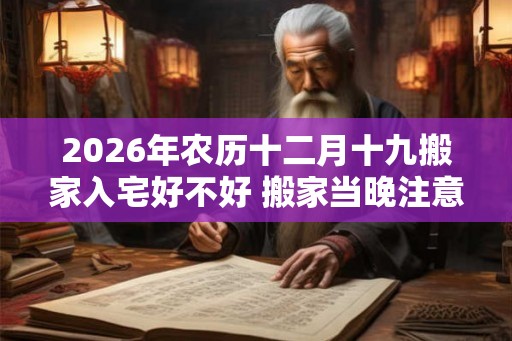2026年农历十二月十九搬家入宅好不好 搬家当晚注意什么