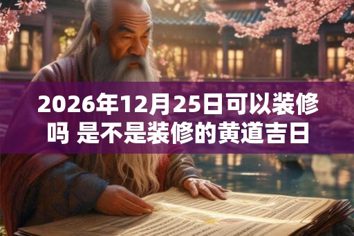 2026年12月25日可以装修吗 是不是装修的黄道吉日