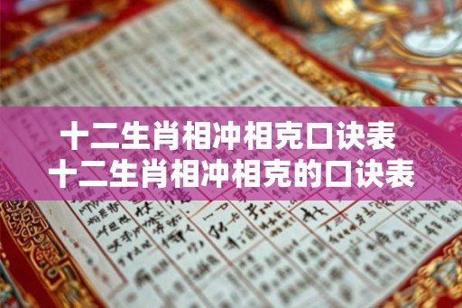 十二生肖相冲相克口诀表 十二生肖相冲相克的口诀表是什么