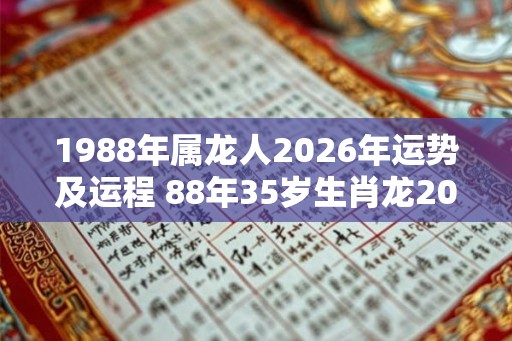 1988年属龙人2026年运势及运程 88年35岁生肖龙2026年每月运势 1988年属龙人2026年运势及运程 88年35岁生肖龙2026年每月运势