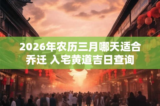 2026年农历三月哪天适合乔迁 入宅黄道吉日查询