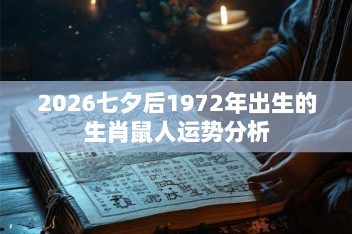 2026七夕后1972年出生的生肖鼠人运势分析