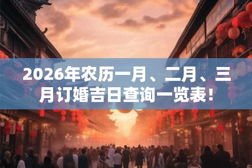 2026年农历一月、二月、三月订婚吉日查询一览表! 2026年农历一月、二月、三月订婚吉日查询一览表!
