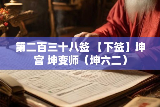 第二百三十八签 【下签】坤宫 坤变师(坤六二) 第二百三十八签 【下签】坤宫 坤变师(坤六二)
