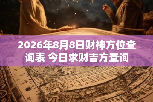 2026年8月8日财神方位查询表 今日求财吉方查询
