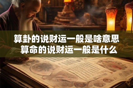 算卦的说财运一般是啥意思  算命的说财运一般是什么情况