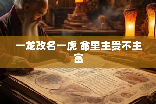 一龙改名一虎 命里主贵不主富