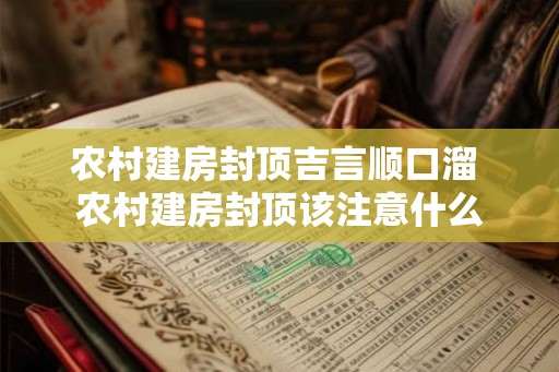 农村建房封顶吉言顺口溜 农村建房封顶该注意什么 农村建房封顶吉言顺口溜 农村建房封顶该注意什么