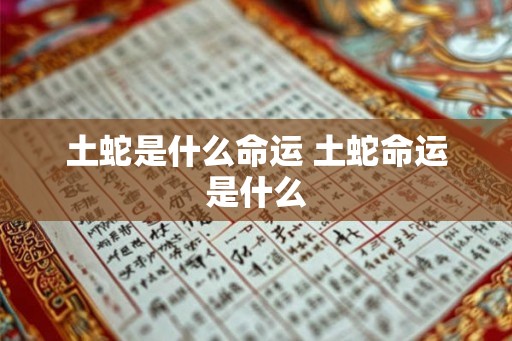 土蛇是什么命运 土蛇命运是什么