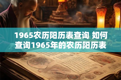 1965农历阳历表查询 如何查询1965年的农历阳历表