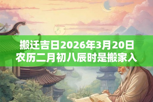 搬迁吉日2026年3月20日农历二月初八辰时是搬家入宅好时辰
