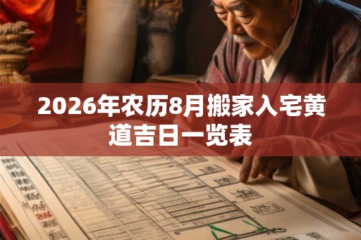 2026年农历8月搬家入宅黄道吉日一览表