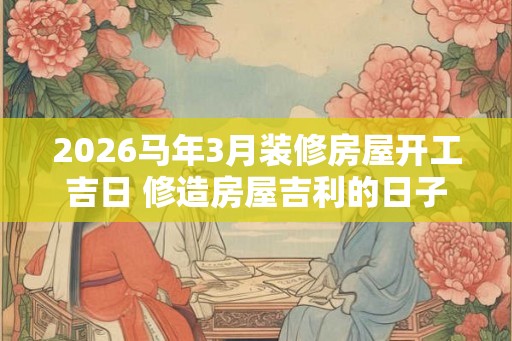 2026马年3月装修房屋开工吉日 修造房屋吉利的日子 2026马年3月装修房屋开工吉日 修造房屋吉利的日子