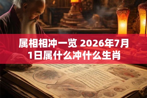 属相相冲一览 2026年7月1日属什么冲什么生肖