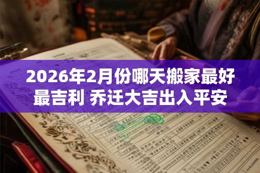 2026年2月份哪天搬家最好最吉利 乔迁大吉出入平安