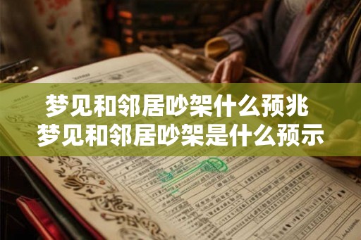 梦见和邻居吵架什么预兆 梦见和邻居吵架是什么预示