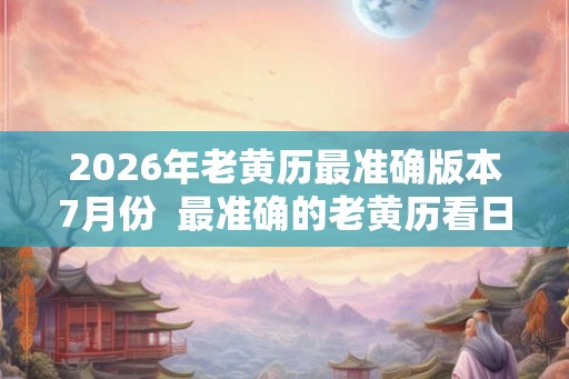 2026年老黄历最准确版本7月份  最准确的老黄历看日子