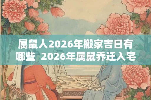 属鼠人2026年搬家吉日有哪些  2026年属鼠乔迁入宅的黄道吉日