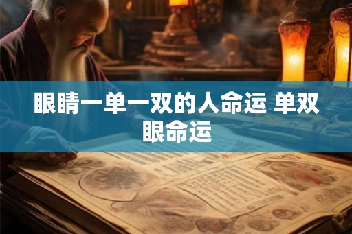 眼睛一单一双的人命运 单双眼命运
