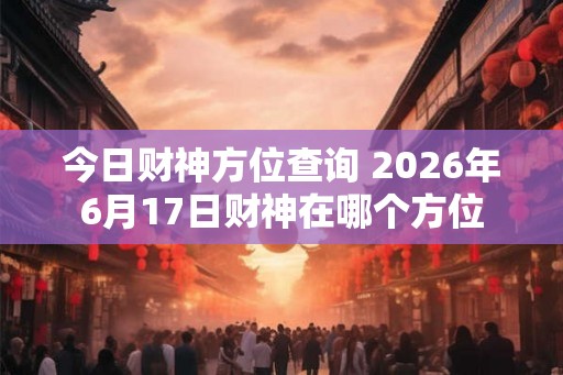 今日财神方位查询 2026年6月17日财神在哪个方位
