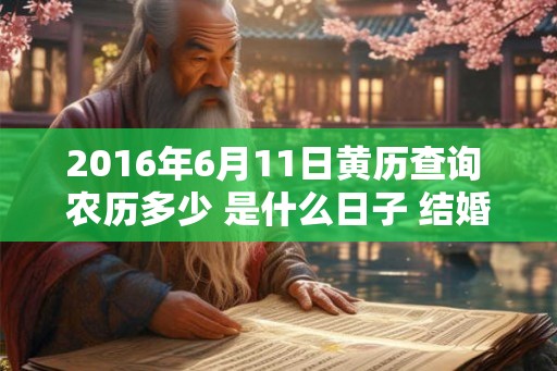 2016年6月11日黄历查询 农历多少 是什么日子 结婚吉时