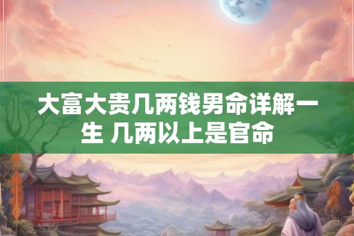 大富大贵几两钱男命详解一生 几两以上是官命