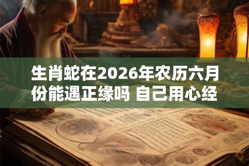 生肖蛇在2026年农历六月份能遇正缘吗 自己用心经营